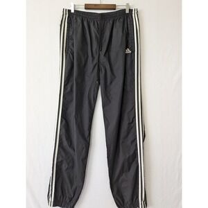 VTG Adidas Men's Black Track Pants Athletic Joggers White Stripes Size XL